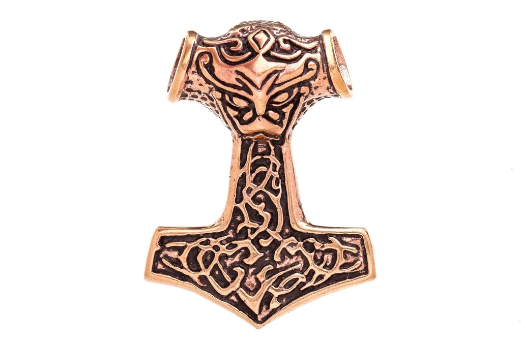 [atb56] Thorshammer Anhänger MJÖLNIR aus Bronze – Großer Mjölnir Wikinger Amulett 5 cm