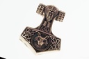 Großer Thorshammer Anhänger THORON aus Bronze 4,3 cm – Mjölnir Amulett mit Odins Antlitz