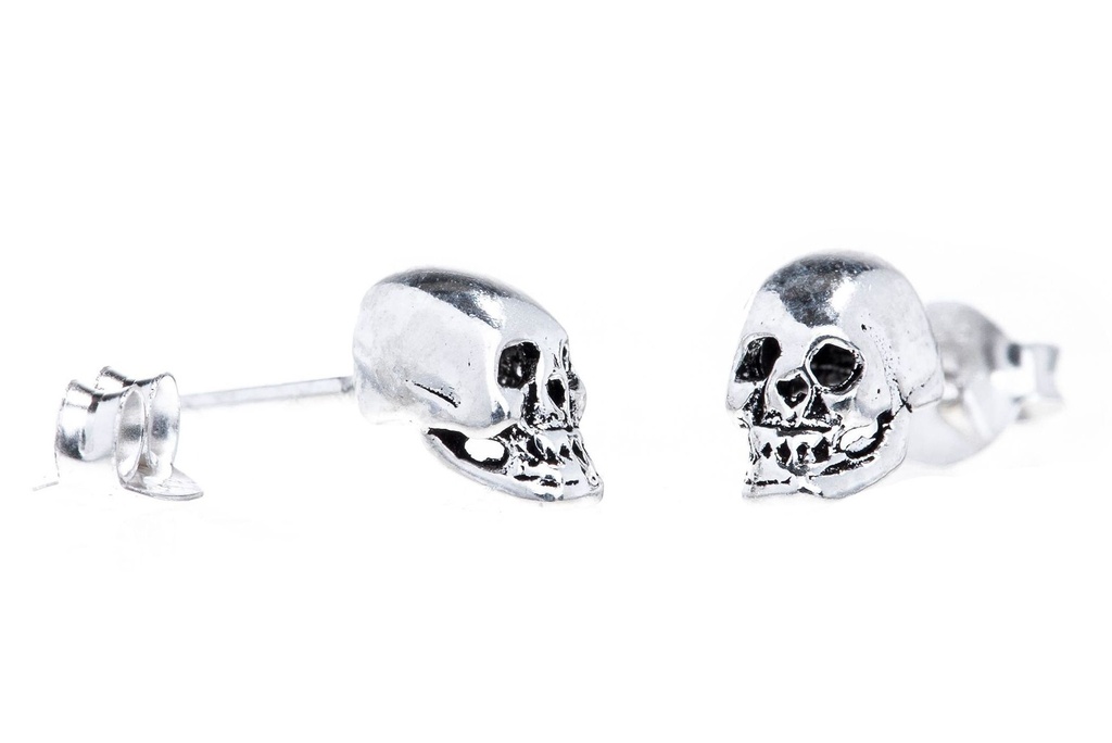 [ost89] Ohrstecker SKULL aus 925er Silber 7 mm – Kleine Totenkopf Gothic Schmuck
