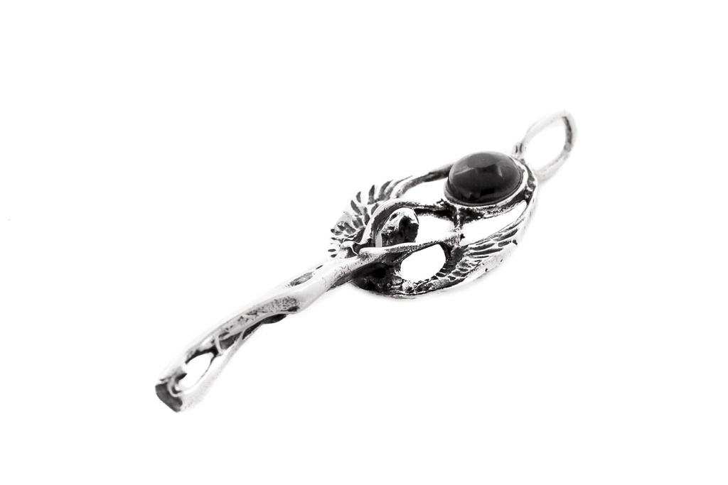 Elfen-Anhänger MYFANNY aus 925er Silber mit Onyx – Mystisches Symbol für Magie und Leichtigkeit (4,1 cm)