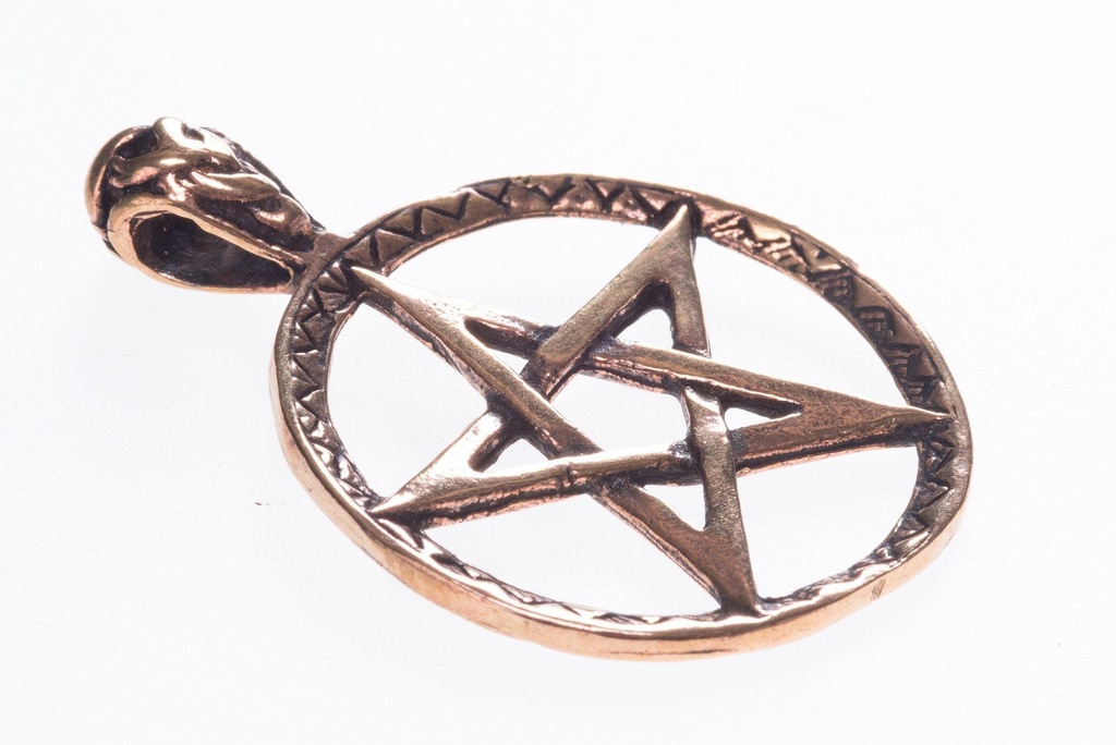 Schmuck Anhänger Pentagramm 3,9 cm – Bronze – Schutzamulett mit keltischem Knotenmuster