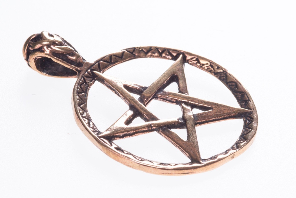 Schmuck Anhänger Pentagramm 3,9 cm – Bronze – Schutzamulett mit keltischem Knotenmuster