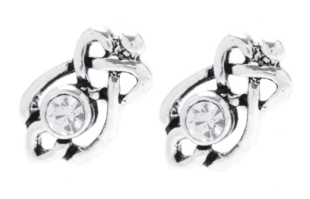 [ost82] Ohrstecker MANJA aus 925er Silber 8 mm – Keltischer Schmuck mit weißem Kristall