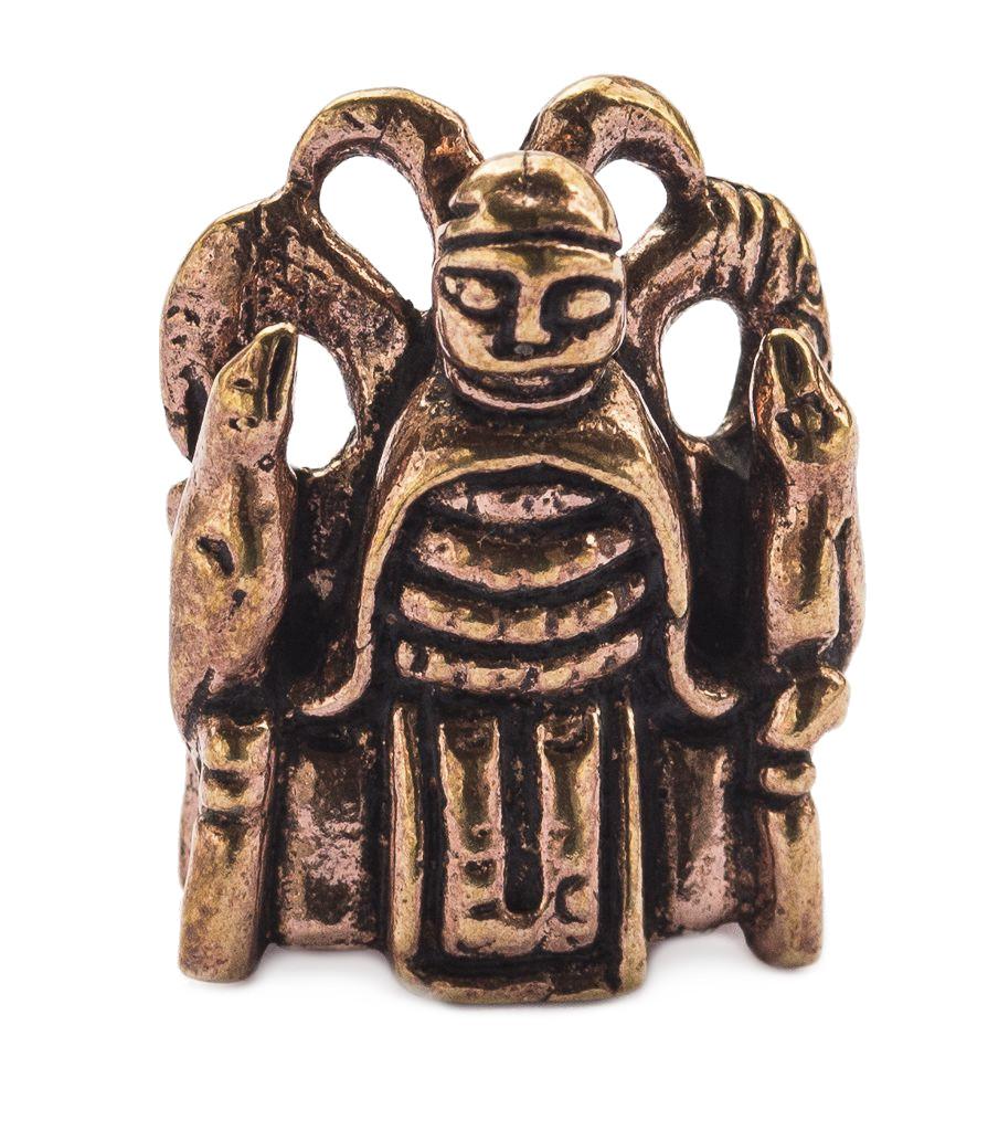 Wikinger Anhänger „Odin auf Hlidskialf“ aus Bronze – Figur mit Hugin & Munin 2,4 cm nordisches Allvater-Amulett