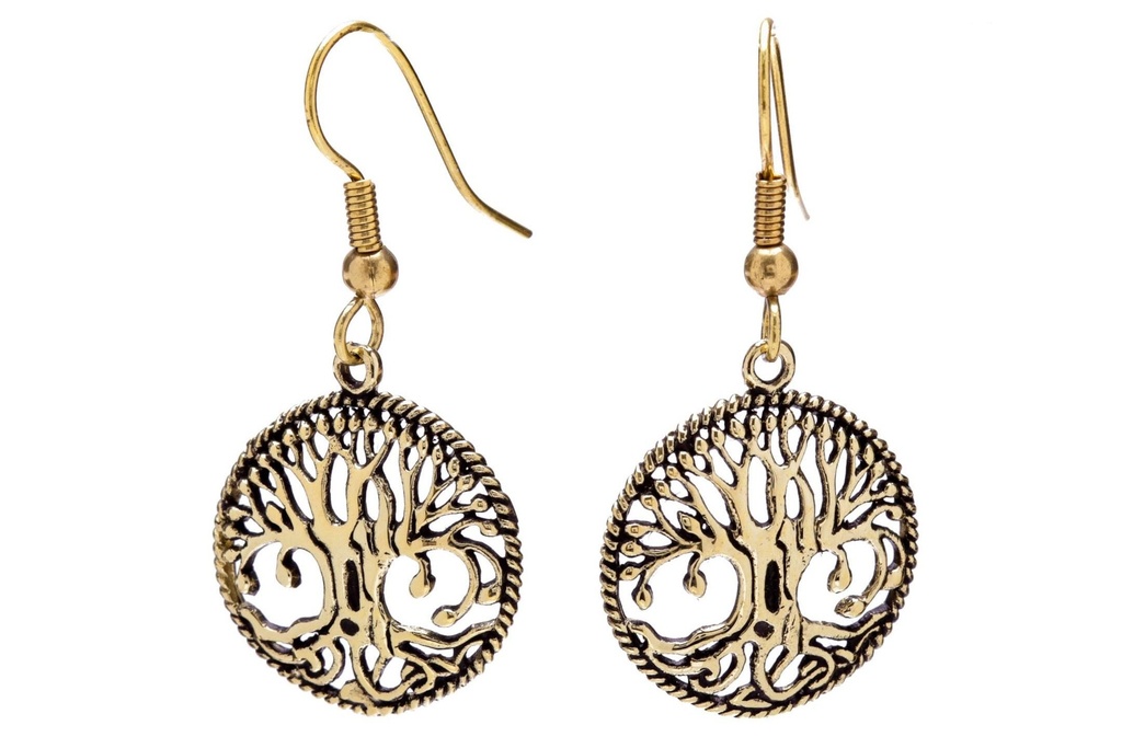 Keltische Ohrhänger Áne aus Bronze – Lebensbaum Yggdrasil 3,4 cm