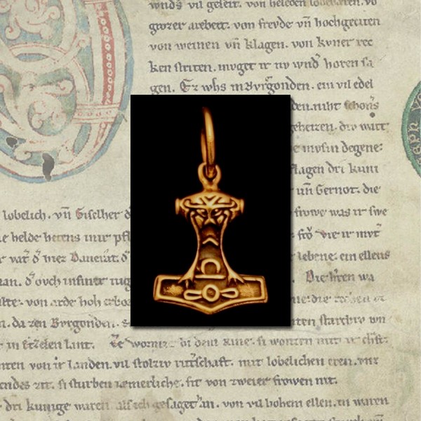 [atb33] Mini Thorshammer Anhänger TORSÅS aus Bronze – Wikinger Mjölnir Amulett 2 cm