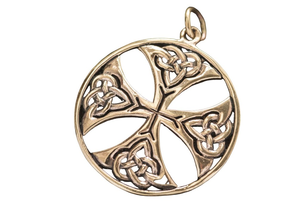 [acb531] Schmuck Anhänger Narcan 3,9 cm – Bronze – Keltisches Kreuz als Amulett für Schutz & spirituelle Kraft 