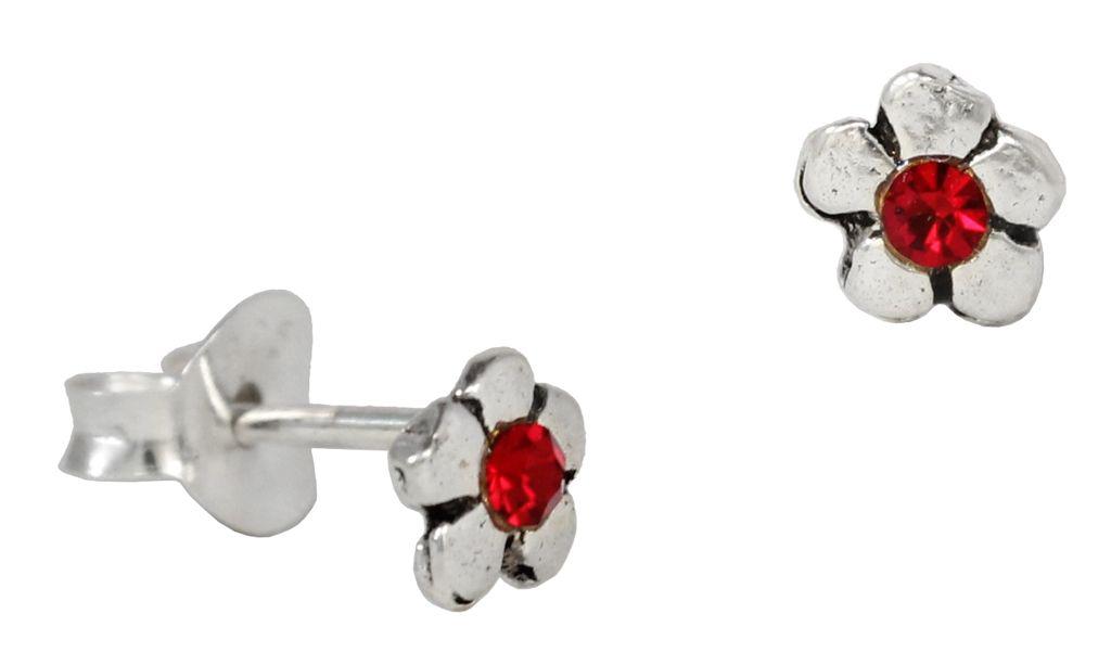 Ohrstecker Lamina Blume Rot aus Silber 925 – Emaille Ohrschmuck 4 mm floral