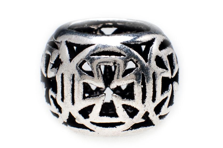 Kleine Templer Kreuz Haar- & Bartperle RONAN aus 925 Silber – 6 mm Schmuckperle für Locken & Zöpfe