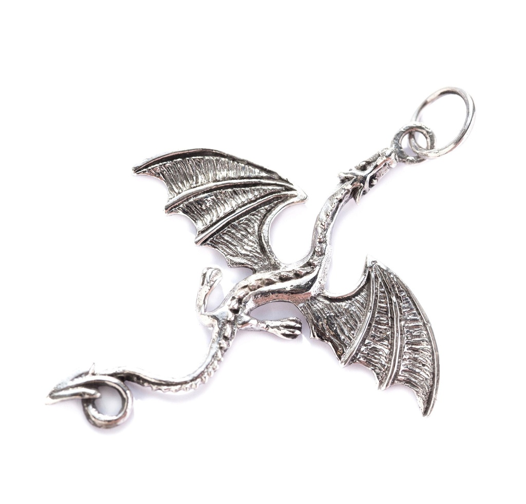 Wikinger Drachen-Anhänger FAFNIR aus 925er Silber – Der fliegende Drache als Symbol für Macht und Weisheit (5,4 cm)
