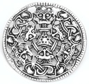 Wikinger Fibel „Hagal“ aus 925er Silber – Rundbrosche Ø 5 cm mit Tier- und Knotenmuster
