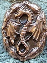 Drachen-Amulett Zierbeschlag in Kupferoptik – Mystischer Drachenbeschlag 35 x 45 mm
