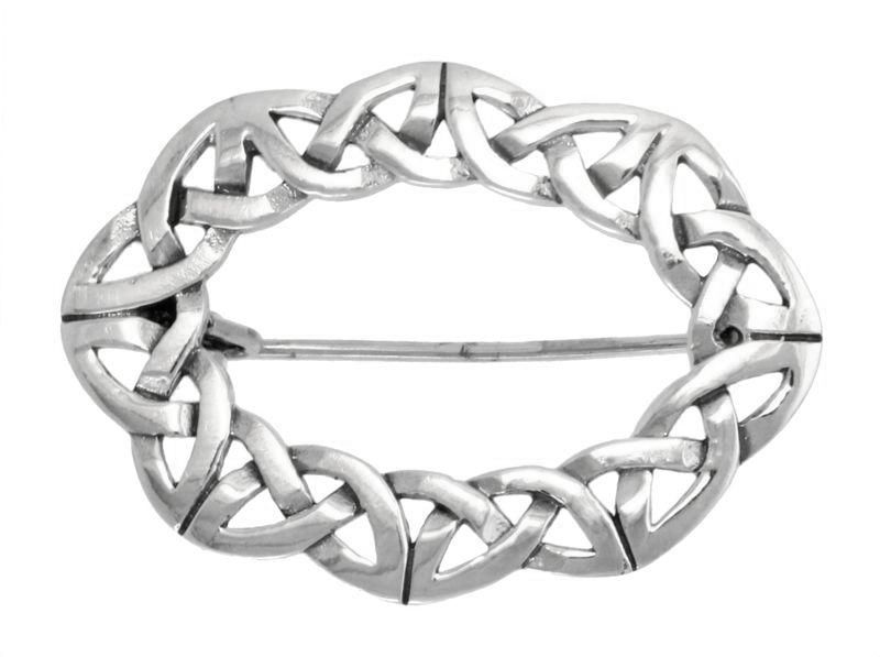 Keltische Brosche RIONA aus 925er Silber – 3,6 cm historische Fibel mit Knotenmuster