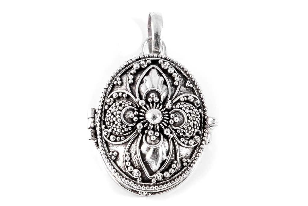 [am151] Vintage Medaillon NADIA aus 925er Silber – Geheimnisvolles Schmuckstück für Erinnerungen (3,3 cm)