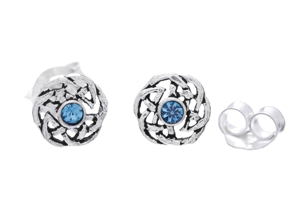 Ohrstecker Edina Celtic mit Türkis Kristall aus Silber 925 – Keltischer Ohrschmuck Ø 6 mm