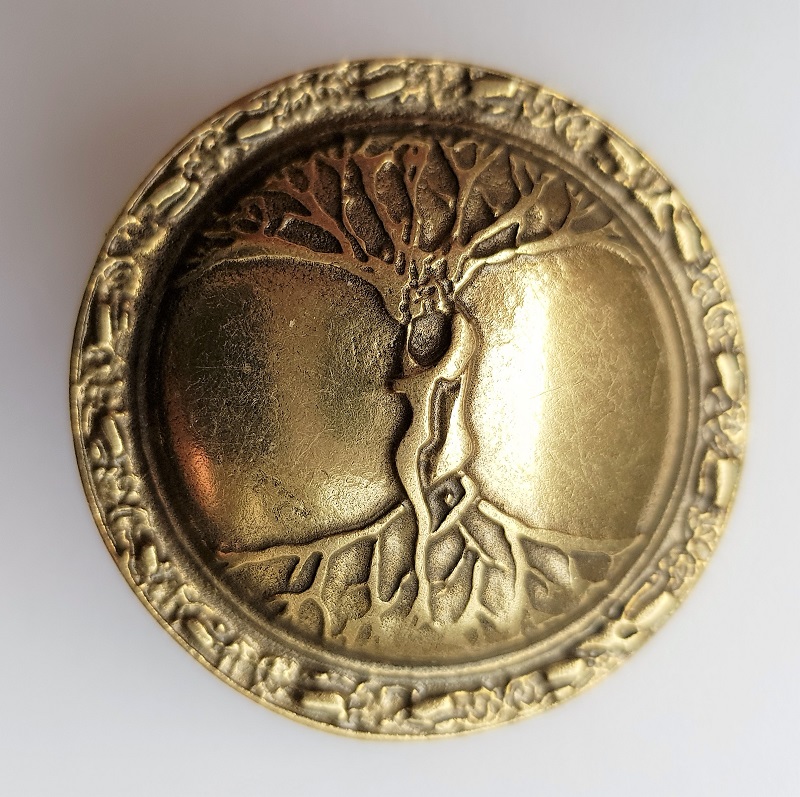 Celtic Tree of Life Zierbeschlag in Messingoptik – Keltischer Weltenbaum Ø 40 mm