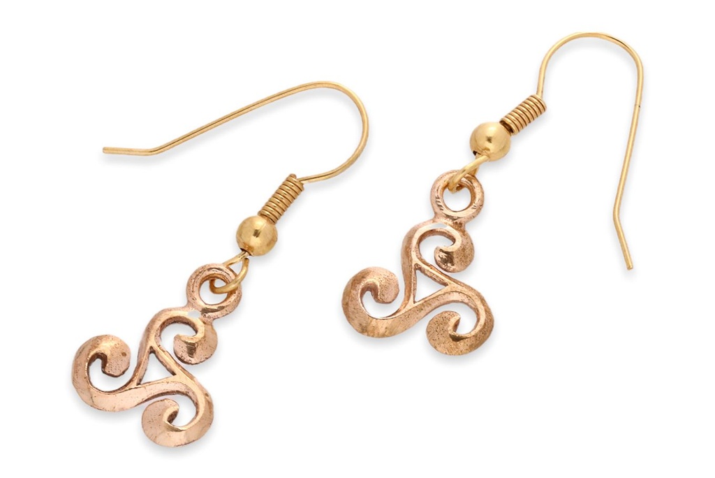 [ohb564] Ohrhänger ARWIA aus Bronze 3,3 cm – Keltische Triskele Schmuck für Mittelalter & Spiritualität