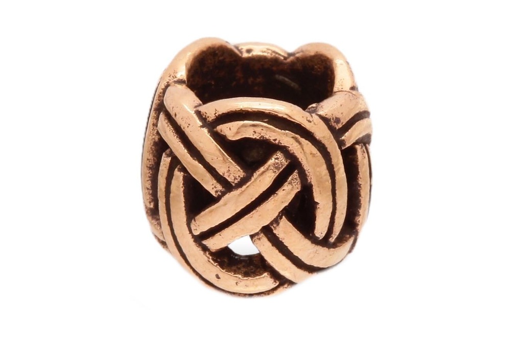 [apb46] Wikinger Perle "Sigvard" aus Bronze – Bart- & Haarperle mit Endlosmuster 7 mm