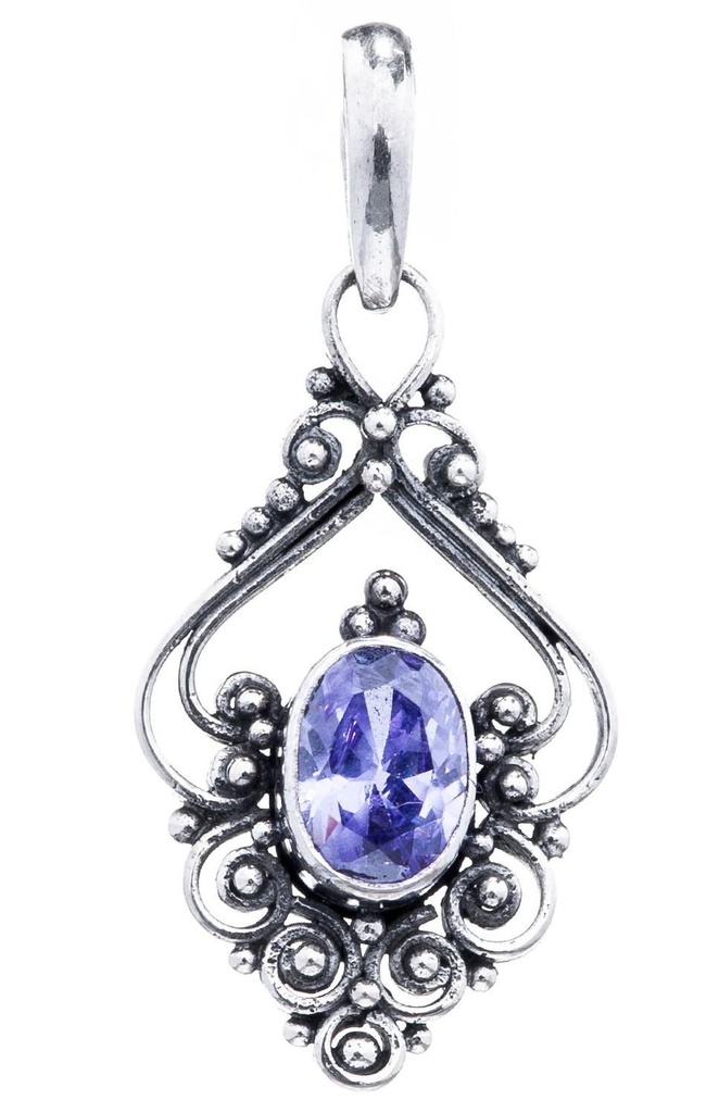 [As30-4] Schmuck Anhänger Salia mit Amethyst 3,3 cm – Silber 925 – Mystisches Amulett für innere Ruhe und spirituelle Kraft