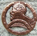 Zierbeschlag „Nordischer Krieger“ – Runder Kupferbeschlag mit historischem Kriegerprofil