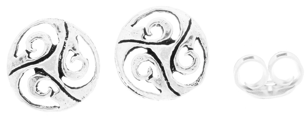 Ohrstecker NUADA aus 925er Silber Ø 7 mm – Triskele Ohrringe mit Motivverschluss