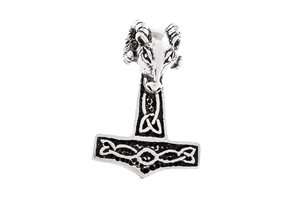 Thorshammer Anhänger RAM aus Silber – Widder Mjölnir Wikinger Amulett 3,3 cm