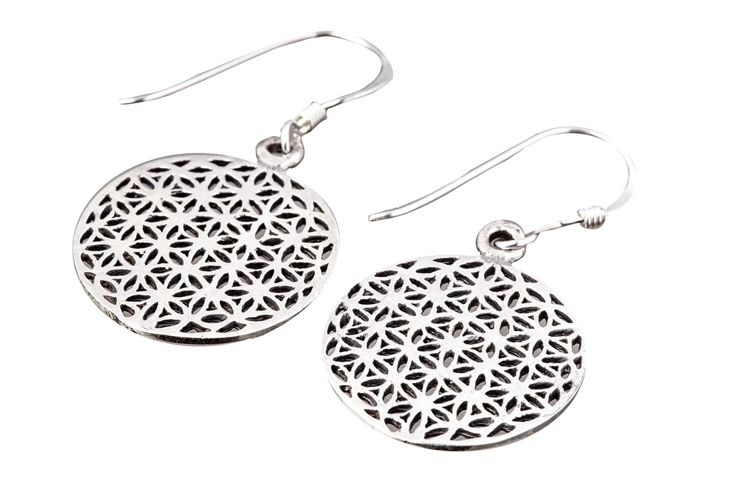 [oh135] SVALA Ohrringe aus Silber – Blume des Lebens Ohrschmuck im Boho-Stil Ø 2,2 cm