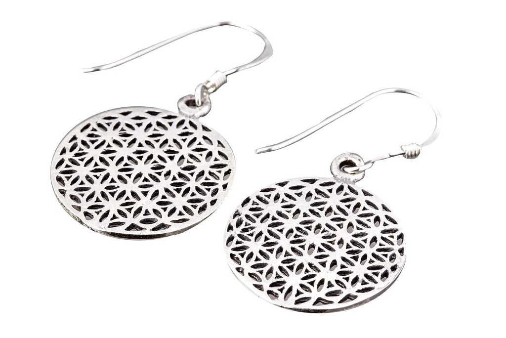 SVALA Ohrringe aus Silber – Blume des Lebens Ohrschmuck im Boho-Stil Ø 2,2 cm