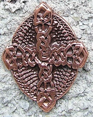 Himmelskreuz kupferfarben – Keltischer 45 mm Zierbeschlag mit Knotenkreuz für Mittelalter & LARP