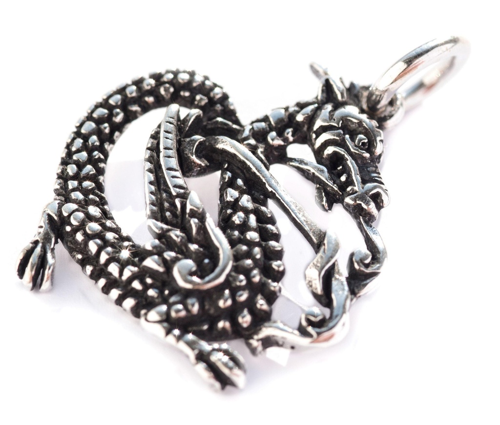 Wikinger Drachen-Anhänger DARYL aus 925er Silber – Keltischer Drache als Symbol für Kraft und Weisheit (2,5 cm)