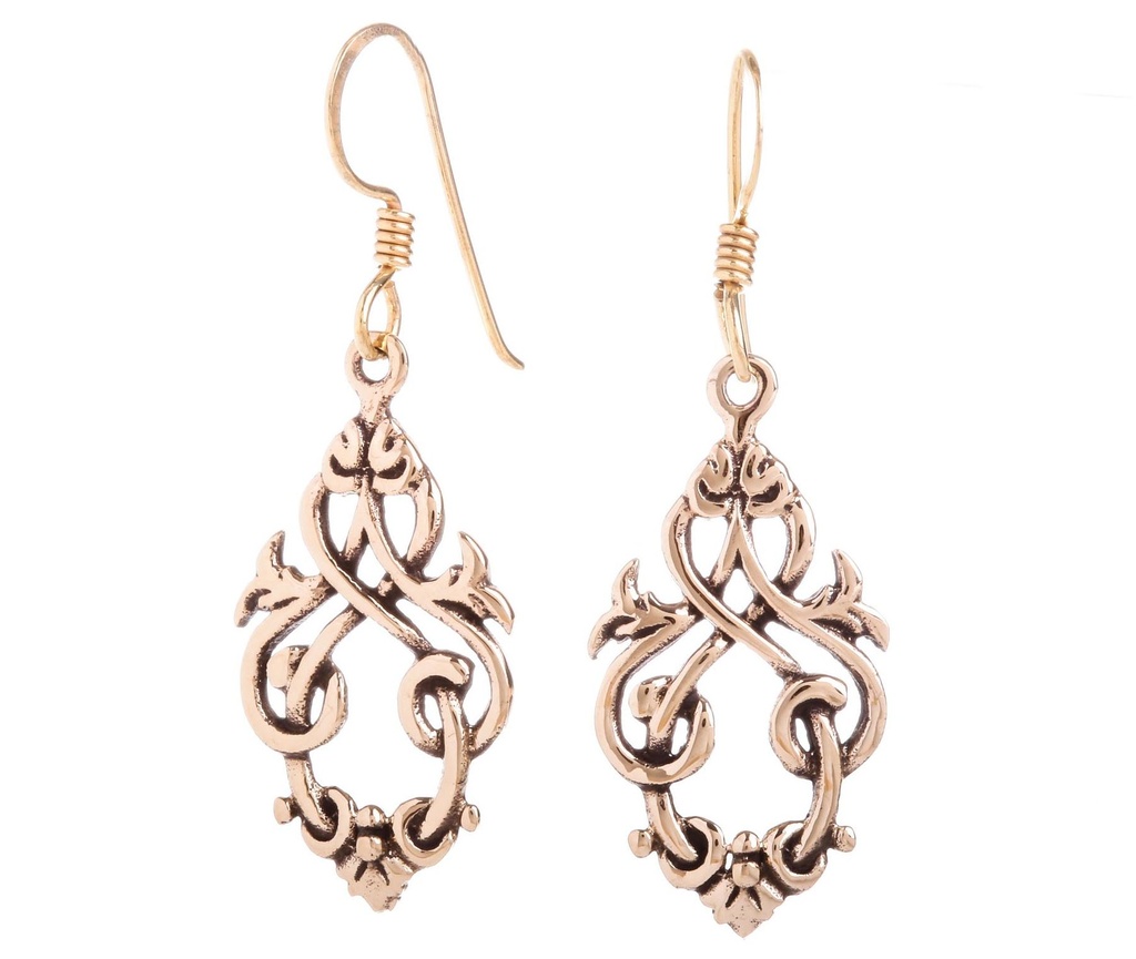 [ohb98] MANJA Ohrringe aus Bronze – Mittelalterlicher Ohrschmuck mit Ornamentik 4 cm