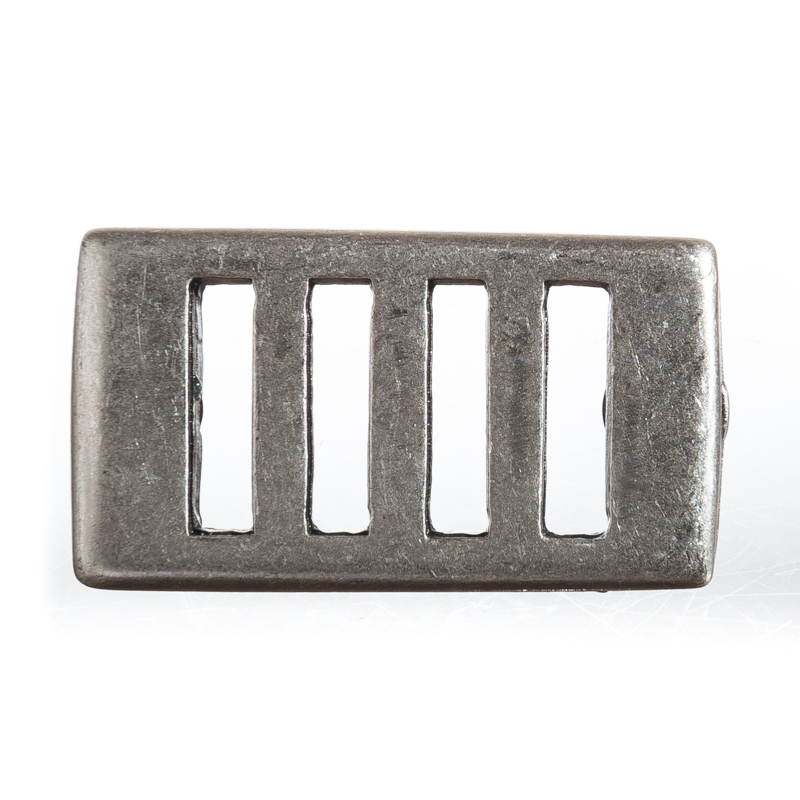 [N-STP-18-1] Zierbeschlag „Gitter“ – Silberfarbener Steampunk-Beschlag im rechteckigen Grillgitter-Design