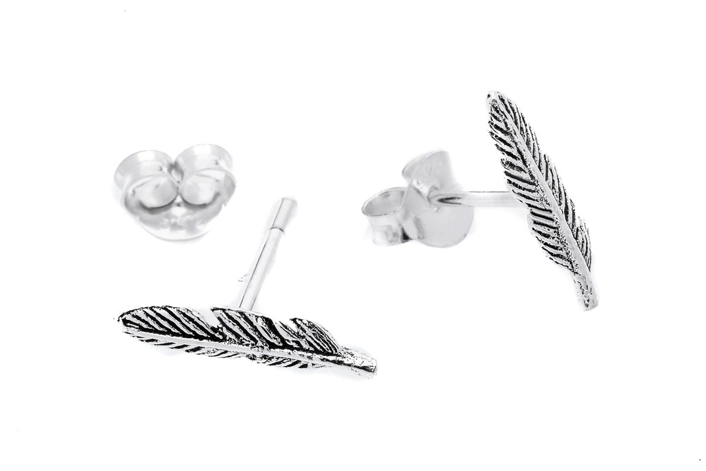 KIANA Ohrstecker aus Silber – Kleine Feder Ohrstecker Boho Schmuck 1,2 cm