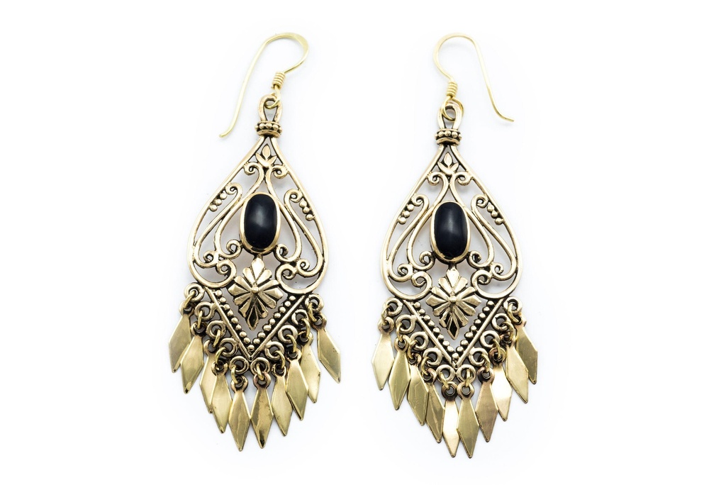 Lange Wikinger Ohrhänger „Thora Viking“ aus Bronze – Klappohrringe 7,4 cm mit Ornament 