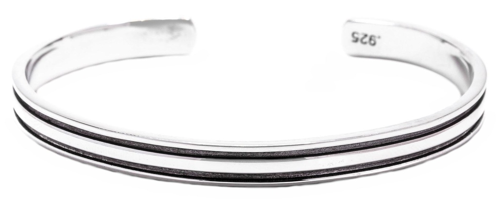 [arm24] TYRON Armreif aus Silber – Schlichter Wikinger Armreif mit Linienstruktur Ø 6,3 cm