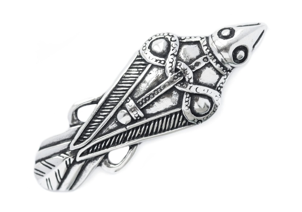 [av47] Anhänger MUNIN aus Silber – Rabe Odins Wikinger Amulett 5 cm