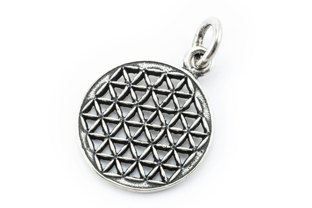 Kleiner Schmuck-Anhänger CINA Ø 1,6 cm – Blume des Lebens aus 925er Silber für Harmonie & Schutz
