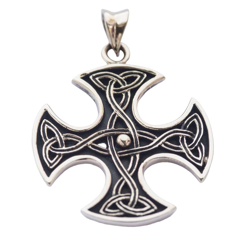 Schmuck Anhänger Celtic Cross Ø 2,9 cm – Bronze – Keltisches Amulett mit gleichschenkligem Kreuz