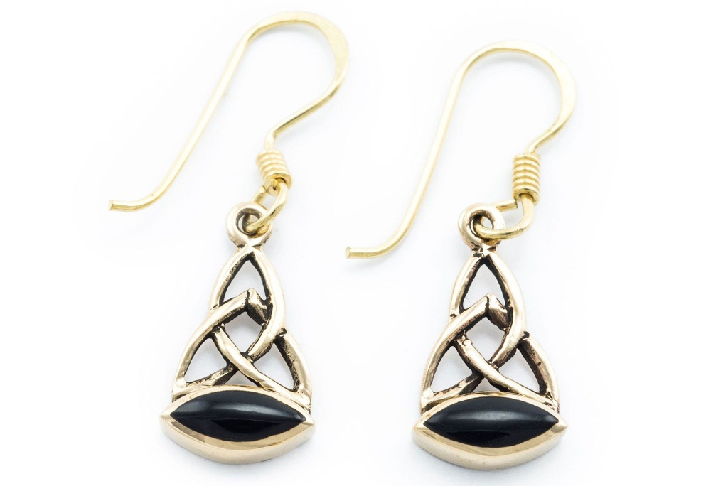 Keltische Ohrhänger „Aronwen – Onyx“ aus Bronze – Celtic Damenohrringe 2,9 cm 