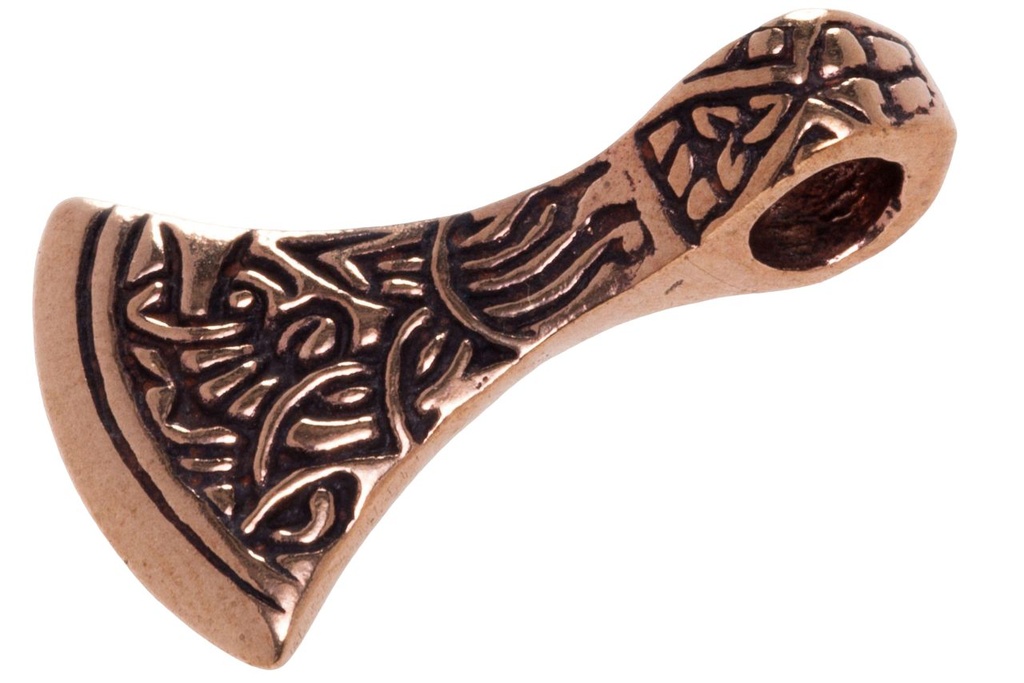 Anhänger ANGÁN Axtblatt aus Bronze – Wikinger Mini-Axt Amulett 2,7 cm