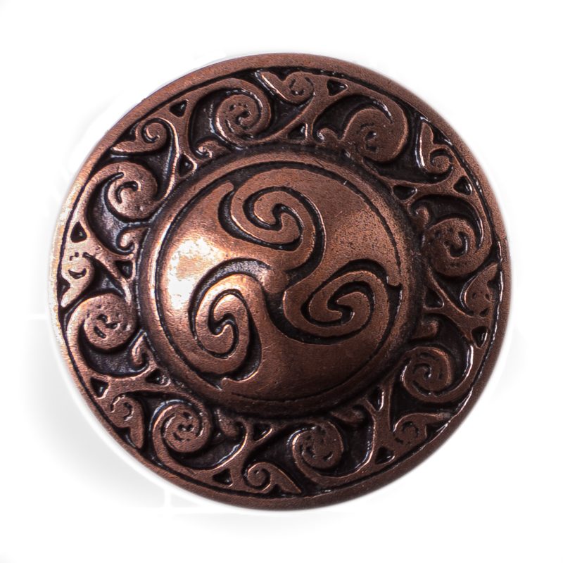 [KN-301-4] Keltischer Knopf Triskele kupferfarben – 25 mm Zierknopf für Mittelalter Umhang & Mantel