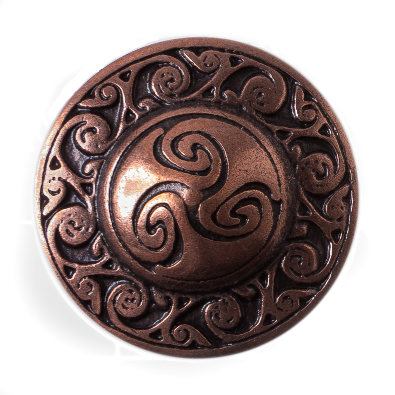 [KN-301-4] Keltischer Knopf Triskele kupferfarben – 25 mm Zierknopf für Mittelalter Umhang & Mantel