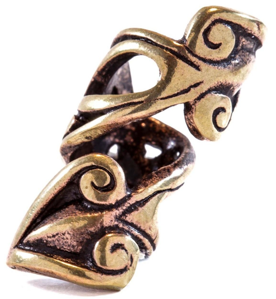 Große Haar- & Bartperle MARCIE aus Bronze – 22 mm Spiralen und Herzen für Dreads & Zöpfe