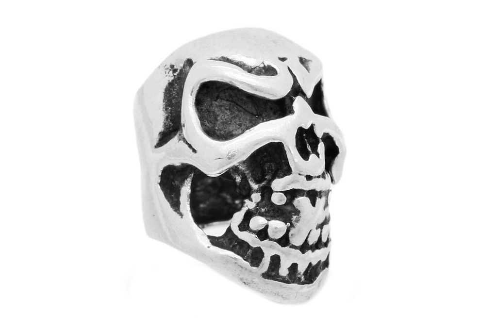 [ap30] Totenkopf Bart- & Haarperle BONITO DE LOS MUERTOS aus 925 Silber – 13 mm Schmuck für Dreads & Zöpfe