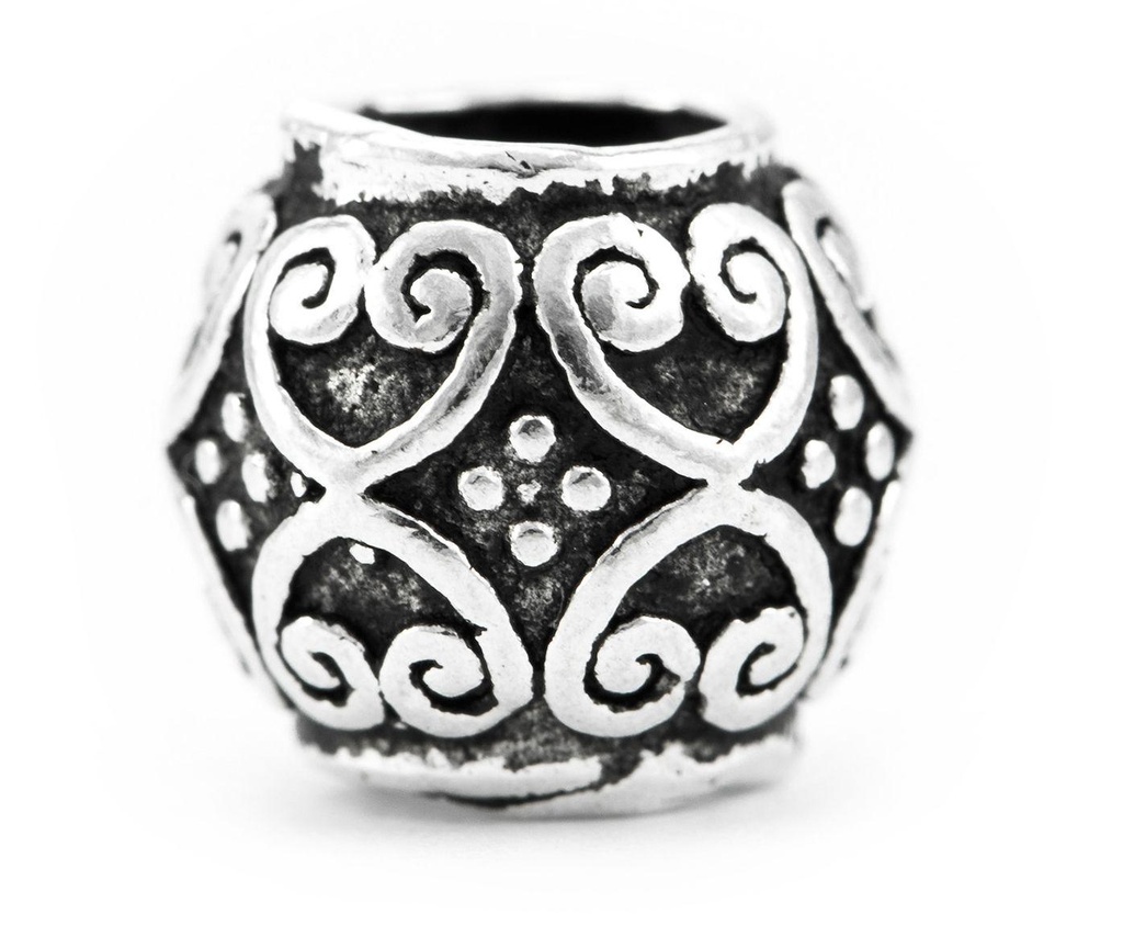 [ap55] Mittelalter Haar- & Bartperle AKASHA aus 925 Silber – 7 mm Vintageperle mit Ornamenten