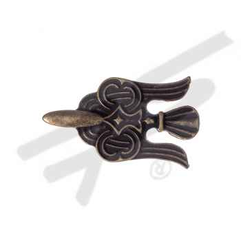 [N-028-21] Messingfarbene Zierniete „Wikinger Rabe“ – Kleine Gürtelspitze mit nordischer Symbolik 