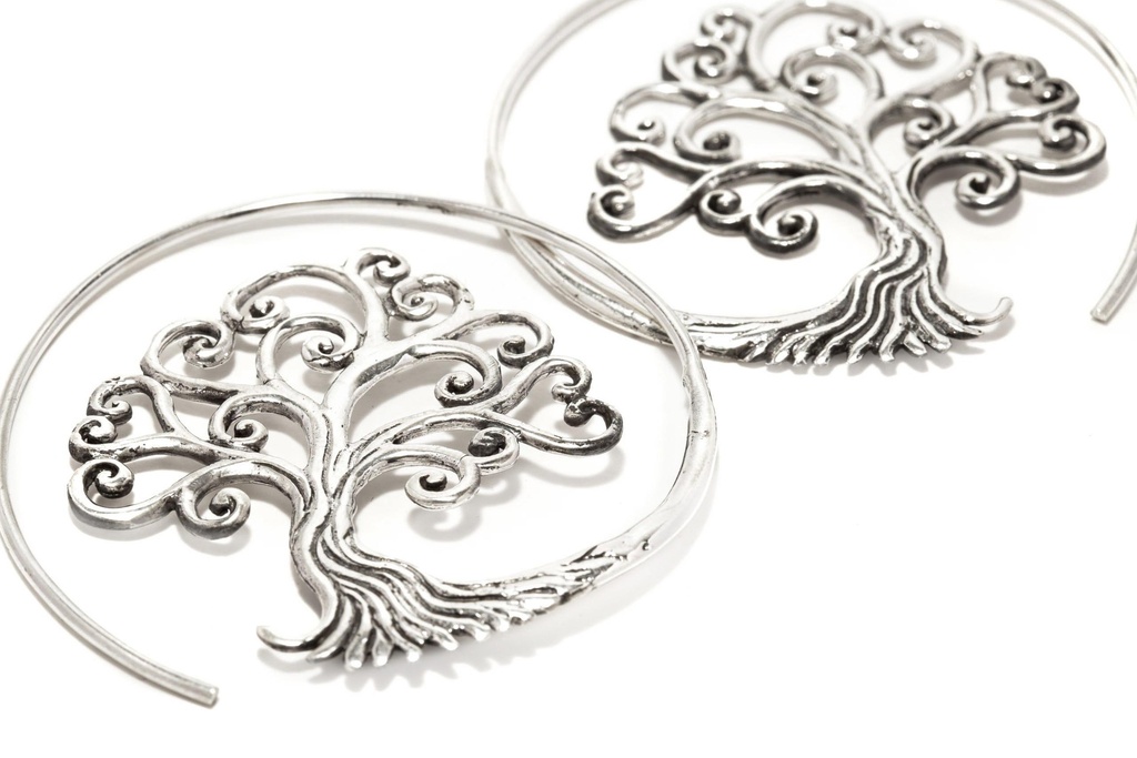 SCARLETT Ohrringe aus Silber – Großer Lebensbaum Ohrschmuck Ø 4,3 cm
