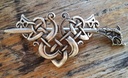 Haarspange Keltische Ranken – Silberfarbener Haarschmuck mit Drachenkopf-Nadel 70 mm