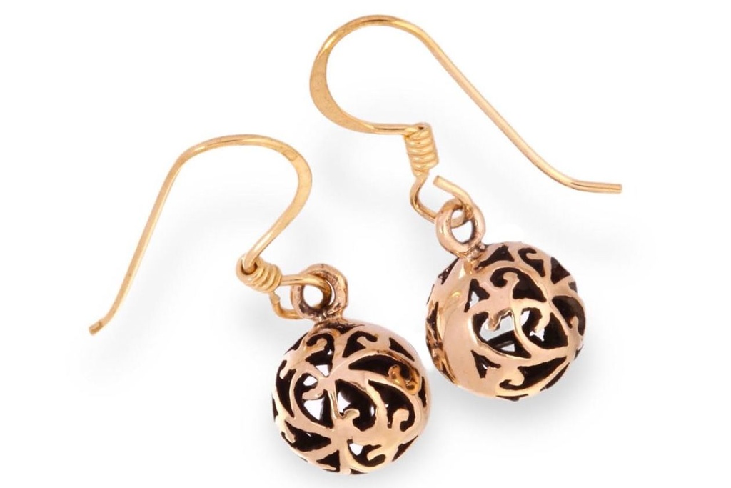 Ohrhänger Aine Zauberkugel aus Bronze – Filigraner Mittelalter-Schmuck 9 mm Ø