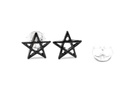 Ohrstecker Sarala Pentagramm Schwarz aus 925 Silber – Gothic Symbol Ohrschmuck Ø 7 mm